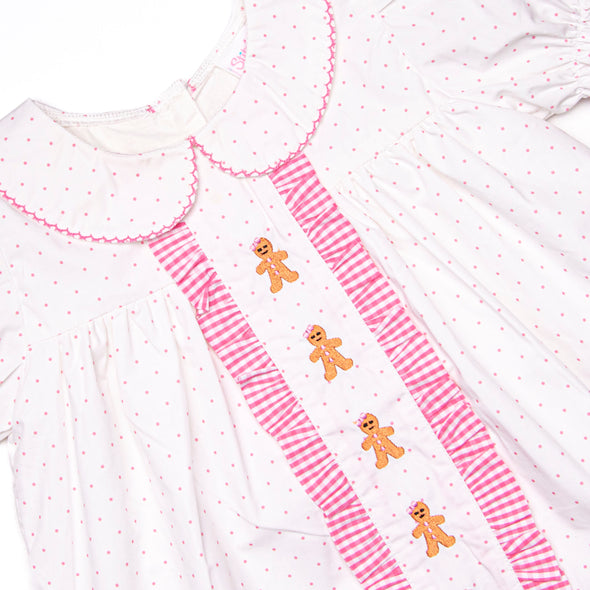 Gingerbread Gal Embroidered Dress, Pink