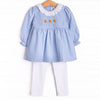 Petite Pumpkins Embroidered Legging Set, Blue