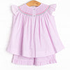 Caterpillar Cuteness Smocked Ruffle Short Set, Pink