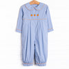 Petite Pumpkins Embroidered Long Romper, Blue