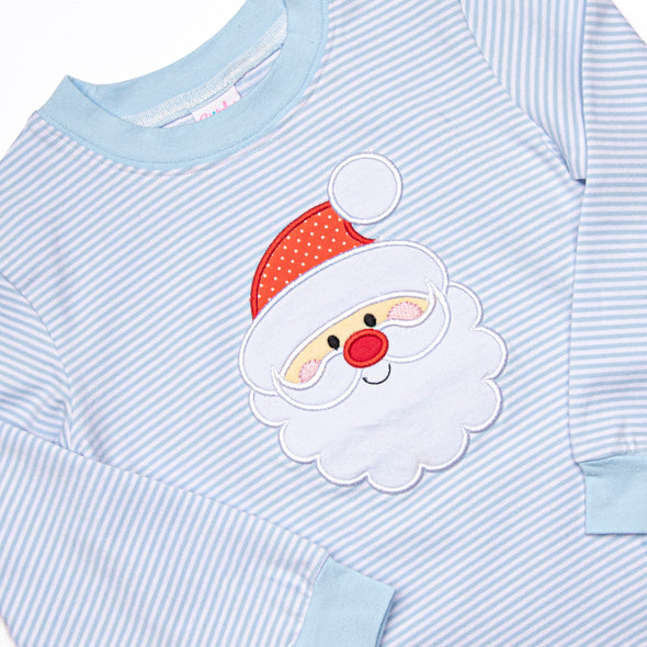 Jolly St. Nick Applique Pajama Set, Blue