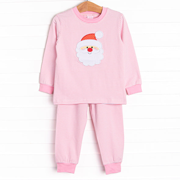 Jolly St. Nick Applique Pajama Set, Pink