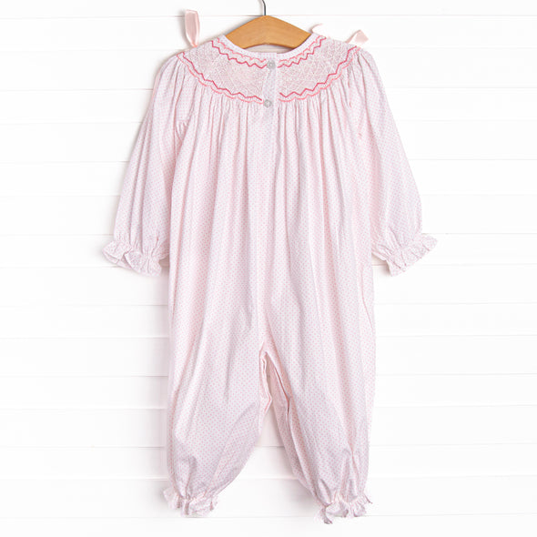 Decorative Delivery Smocked Romper, Pink