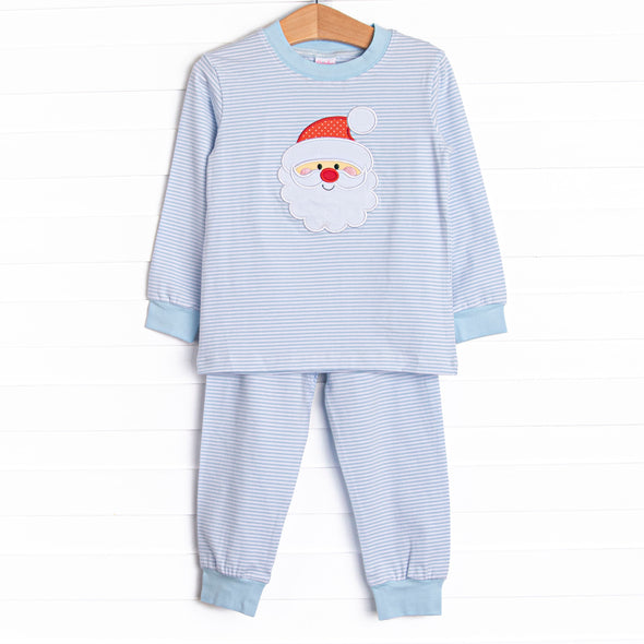 Jolly St. Nick Applique Pajama Set, Blue