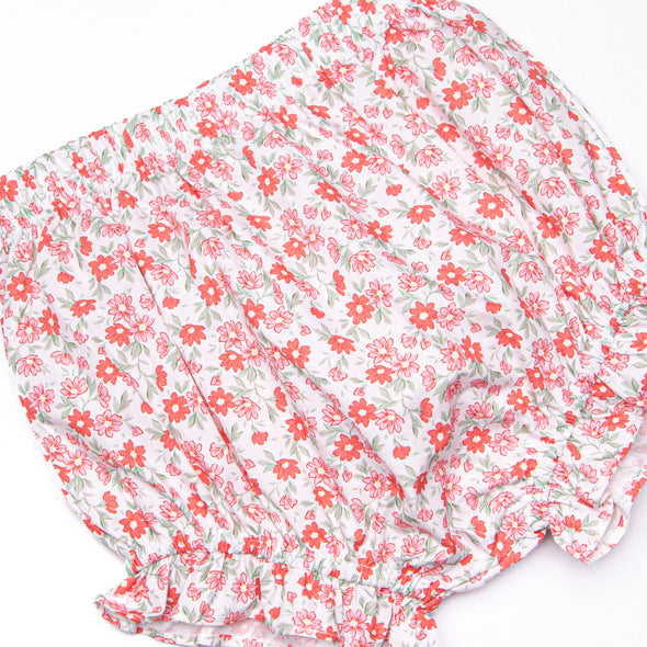 Raspberry Blooms Diaper Set, Red