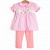 Let's Celebrate Smocked Legging Set, Pink Gingham