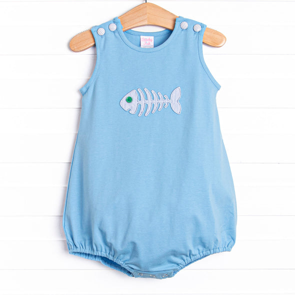 Bone Fish Applique Bubble, Blue