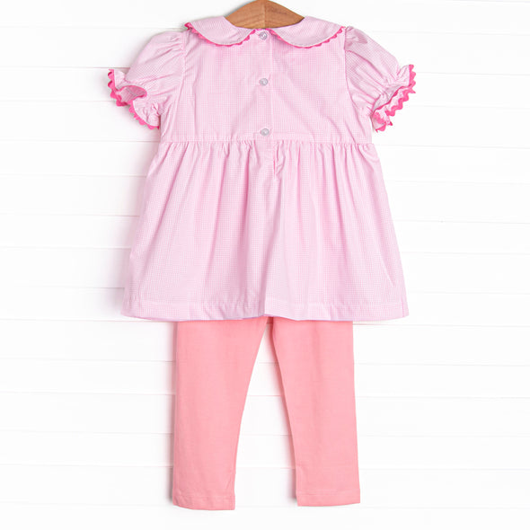 Let's Celebrate Smocked Legging Set, Pink Gingham