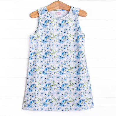 Breezy Blue Florals Dress, Blue