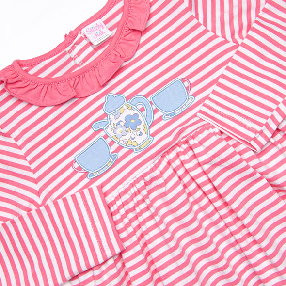 Tea For Two Applique Dress, Pink