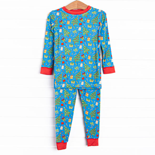 Underneath the Tree Bamboo Pajama Set, Blue