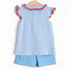 Big Time Learner Applique Short Set, Blue