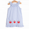 Apple Trio Applique Dress, Blue