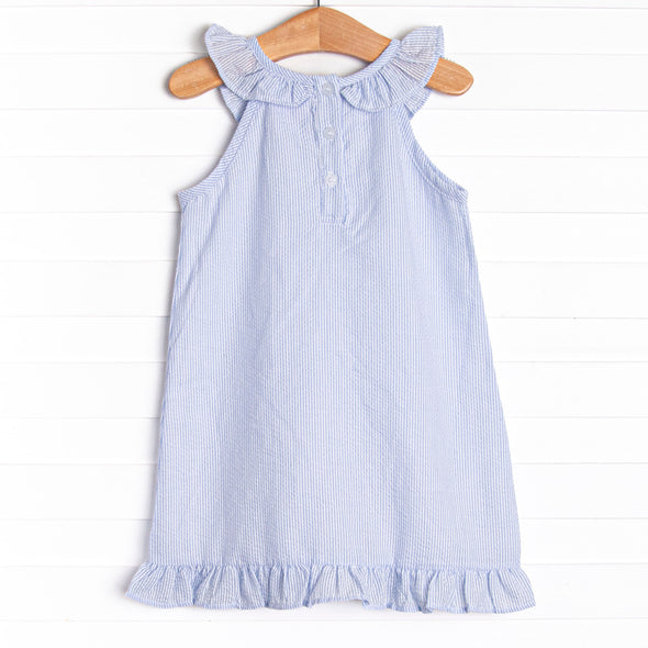 Apple Trio Applique Dress, Blue