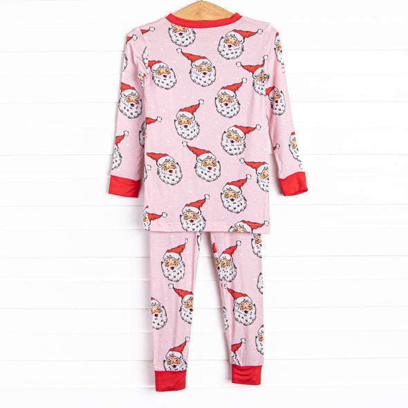 Pink Christmas Bamboo Pajama Set, Pink