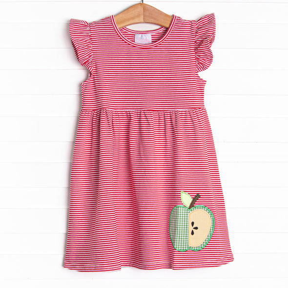 Snack Time Slices Applique Dress, Red