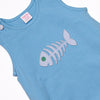 Bone Fish Applique Bubble, Blue