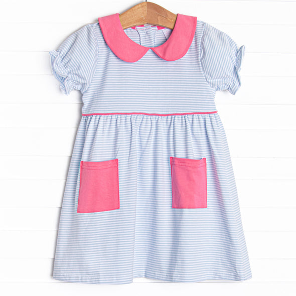 Erin Pocket Dress, Blue Stripe