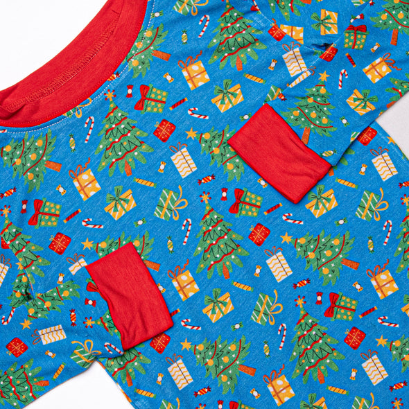 Underneath the Tree Bamboo Pajama Set, Blue