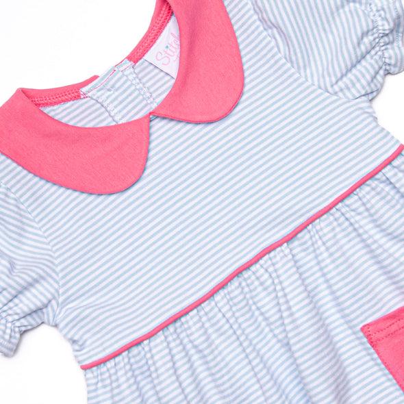 Erin Pocket Dress, Blue Stripe