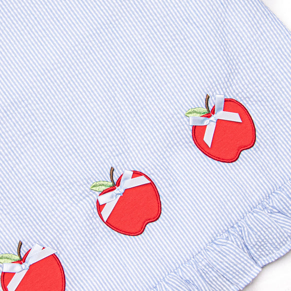 Apple Trio Applique Dress, Blue