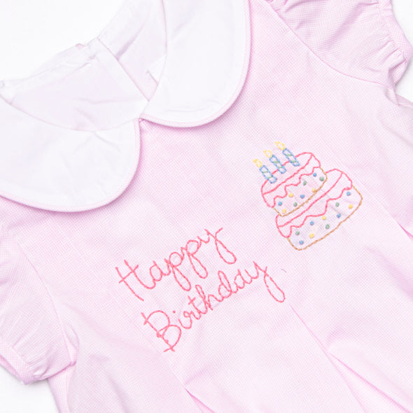 Birthday Wish Embroidered Dress, Pink