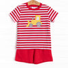 Dozin' Days Applique Short Set, Red Stripe