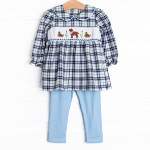 Waddles and Wags Smocked Legging Set, Blue