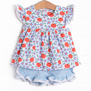 Apple Fields Ruffle Short Set, Blue