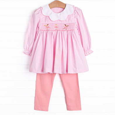 Pirouette Performance Smocked Legging Set, Pink