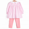 Pirouette Performance Smocked Legging Set, Pink