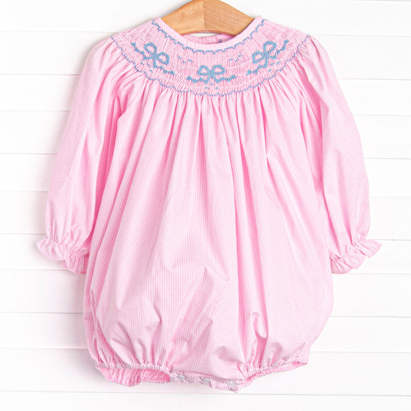 Belle Bow Smocked Bubble, Pink