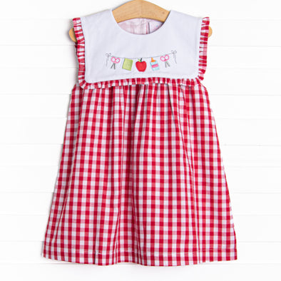 First Day Favorites Embroidered Dress, Red