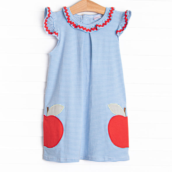 Big Time Learner Applique Dress, Blue