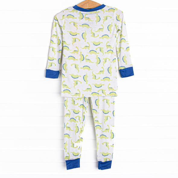 Dino Dudes Bamboo Pajama Set, Blue