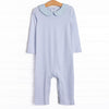 Carter Pima Romper, Light Blue Stripe