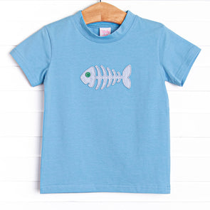 Bone Fish Applique Top, Blue