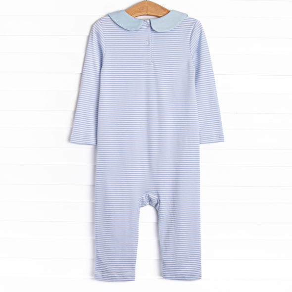 Carter Pima Romper, Light Blue Stripe