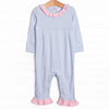 Stella Pima Ruffle Romper, Light Blue Stripe