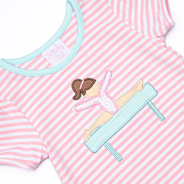 Balance Beam Applique Short Set, Pink