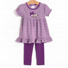 Friday Night Football Applique Legging Set, Purple