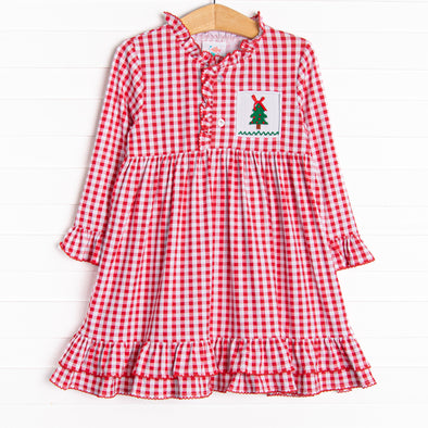 Winter's Nap Smocked Gown, Red