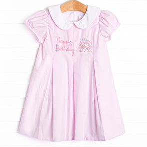 Birthday Wish Embroidered Dress, Pink