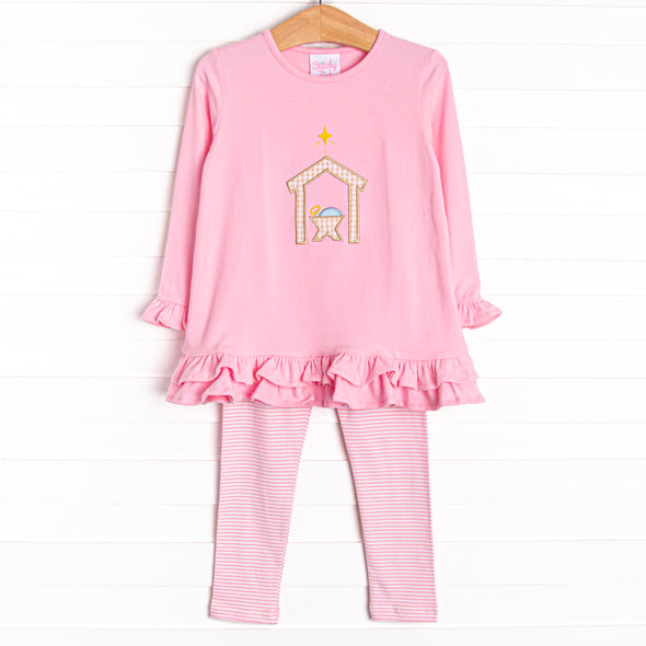 O' Holy Night Applique Legging Set, Pink