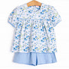 Breezy Blue Florals Short Set, Blue