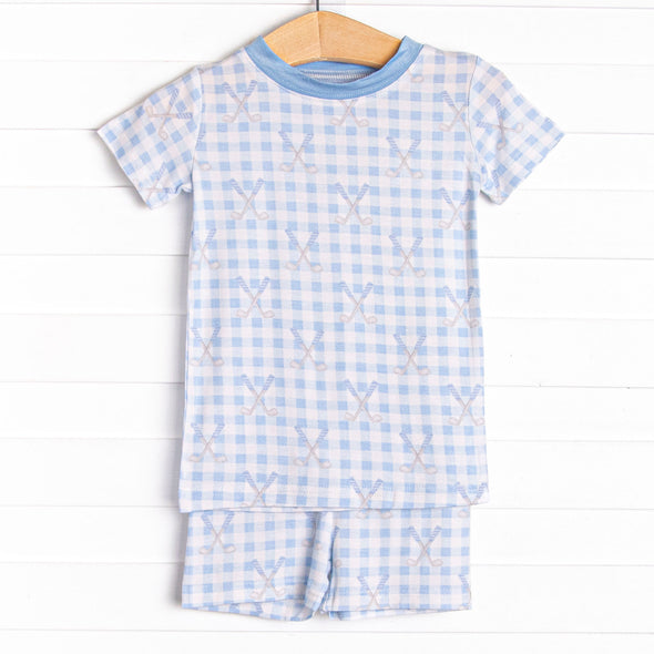 Country Club Caddy Bamboo Pajama Short Set, Blue