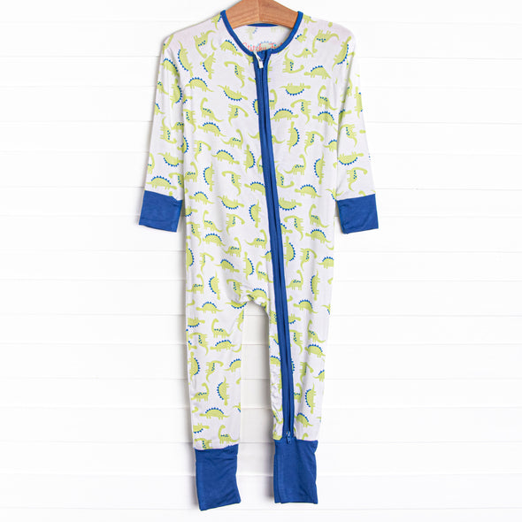 Dino Dudes Bamboo Zippy Pajama, Blue