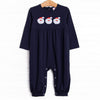 Jolly St. Nick Applique Romper, Navy