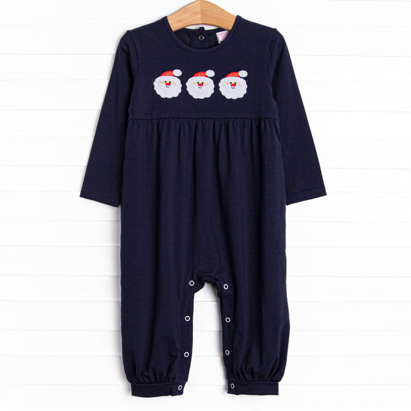 Jolly St. Nick Applique Romper, Navy