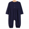 Jolly St. Nick Applique Romper, Navy